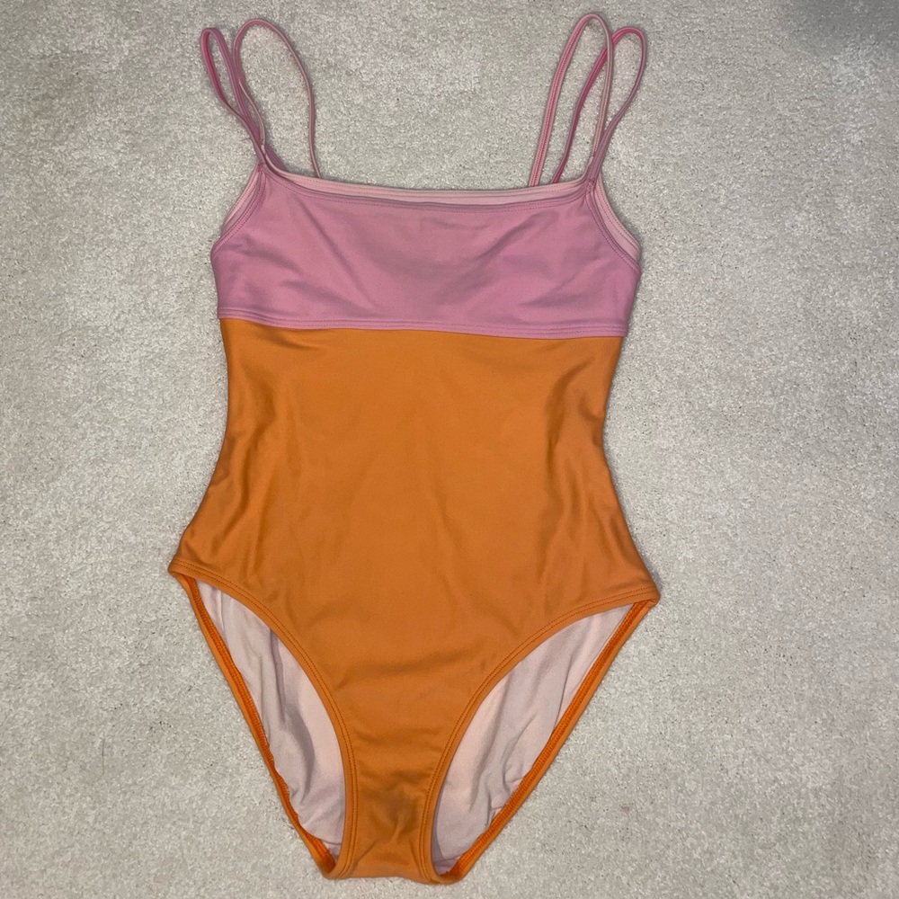 Vintage Pink & Orange One Piece Swimsuit